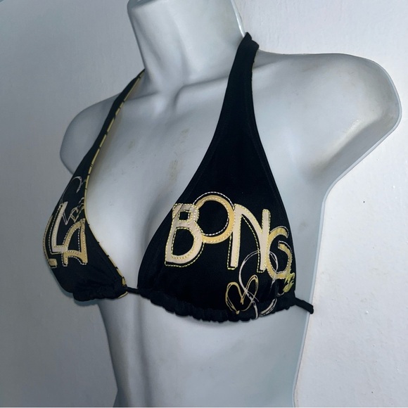Billabong S Black Yellow Womens 2n1 Reversible Bikini Bra Top Swimsuit - Picture 4 of 9